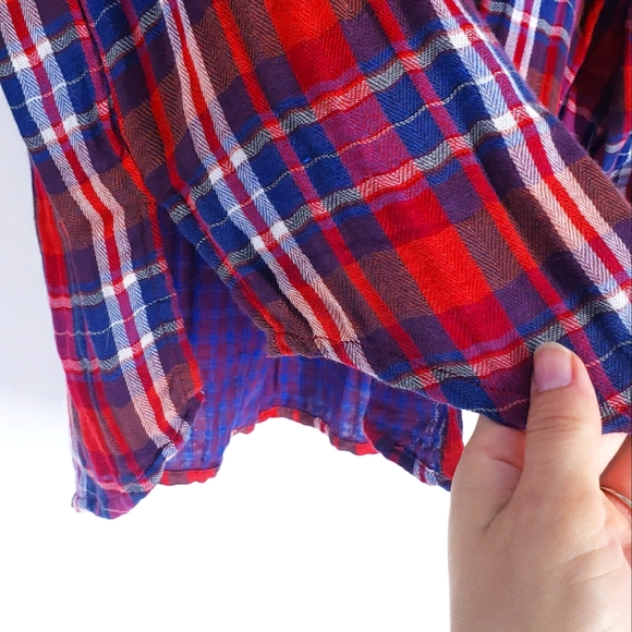 Free People Magical Plaid Embroidered Oversized Flannel Top Size Small New - Picture 5 of 8